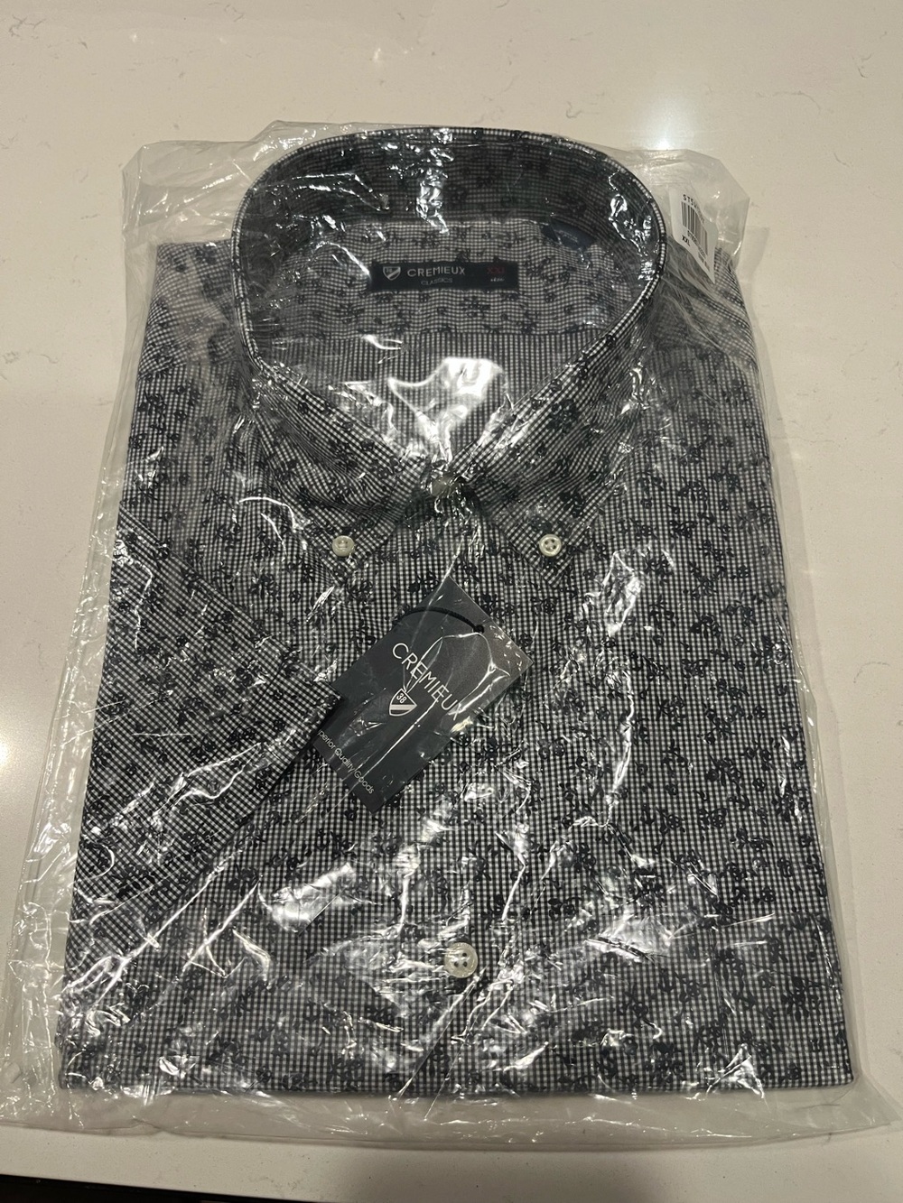 Cream/Black Patterned Men's Button-Up Shirt - Daniel Cremieux